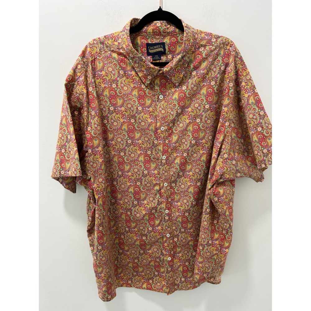 Cremieux Premium Denim Mens 3XB Paisley Button Down Multi Color Short Sleeve
